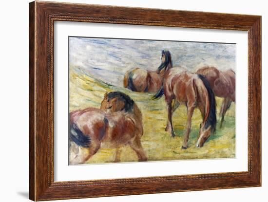 Horses Out to Pasture-Franz Marc-Framed Giclee Print