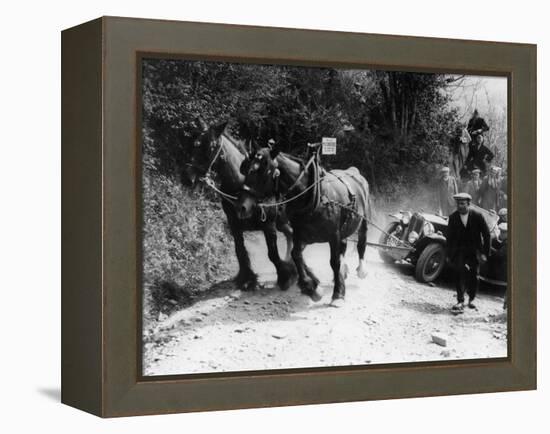 Horses Pulling an MG Up a Hill, C1936-null-Framed Premier Image Canvas