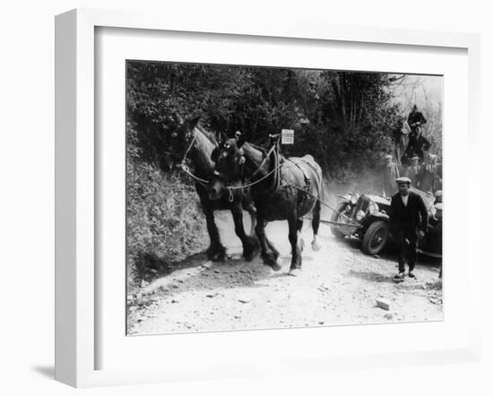 Horses Pulling an MG Up a Hill, C1936-null-Framed Photographic Print