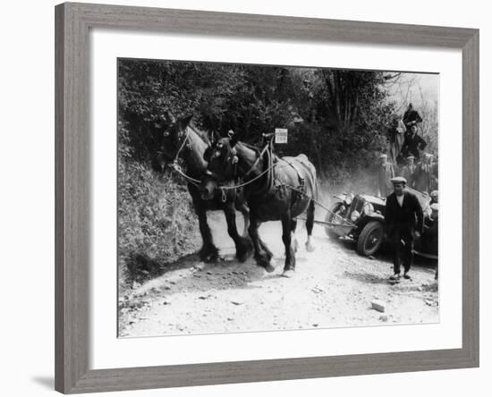 Horses Pulling an MG Up a Hill, C1936-null-Framed Photographic Print