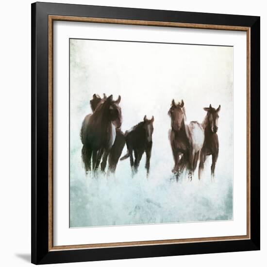 Horses Running Through The Surf-Dan Meneely-Framed Art Print