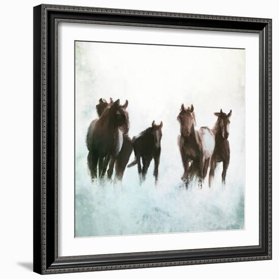 Horses Running Through The Surf-Dan Meneely-Framed Art Print