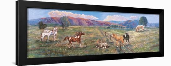 Horses with Fence in Pasture-Judy Mastrangelo-Framed Giclee Print