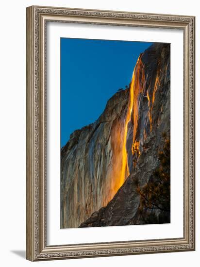 Horsetail Falls Lit From Behind By The Setting Sun, Creating The Famed "Firefall"-Joe Azure-Framed Photographic Print