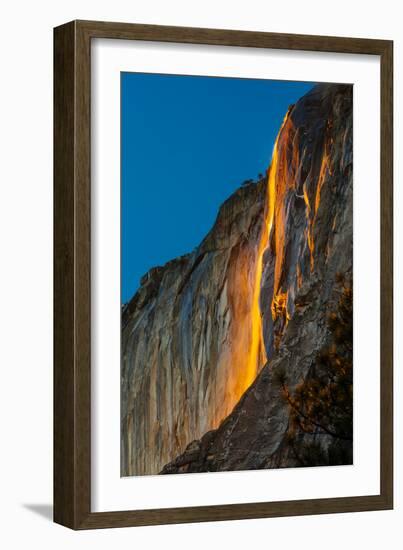 Horsetail Falls Lit From Behind By The Setting Sun, Creating The Famed "Firefall"-Joe Azure-Framed Photographic Print