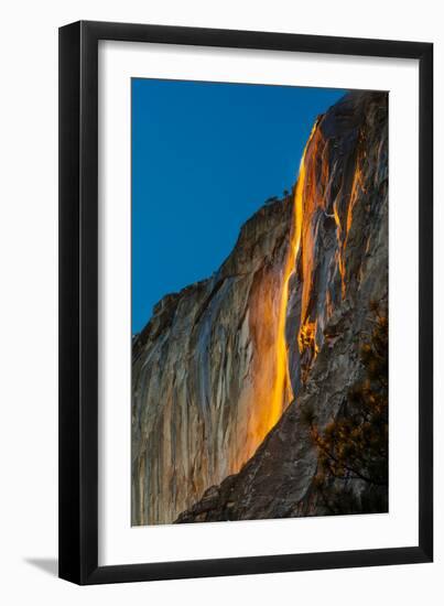 Horsetail Falls Lit From Behind By The Setting Sun, Creating The Famed "Firefall"-Joe Azure-Framed Photographic Print