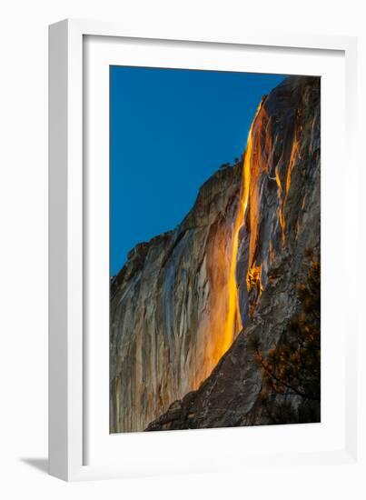 Horsetail Falls Lit From Behind By The Setting Sun, Creating The Famed "Firefall"-Joe Azure-Framed Photographic Print