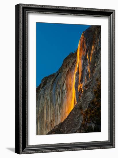 Horsetail Falls Lit From Behind By The Setting Sun, Creating The Famed "Firefall"-Joe Azure-Framed Photographic Print