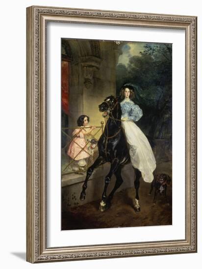 Horsewoman, Portrait of Giovanina and Amazillia Pacini, 1832-Karl Briullov-Framed Giclee Print