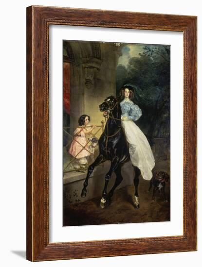 Horsewoman, Portrait of Giovanina and Amazillia Pacini, 1832-Karl Briullov-Framed Giclee Print