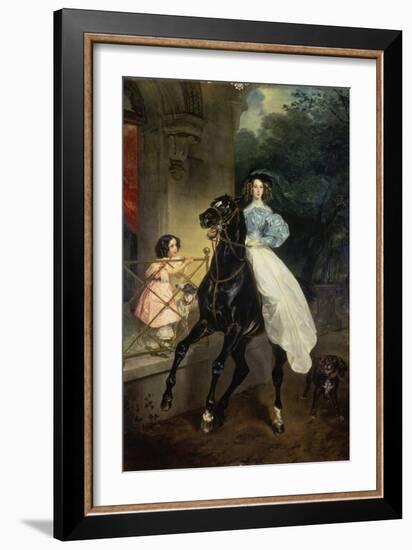 Horsewoman, Portrait of Giovanina and Amazillia Pacini, 1832-Karl Briullov-Framed Giclee Print