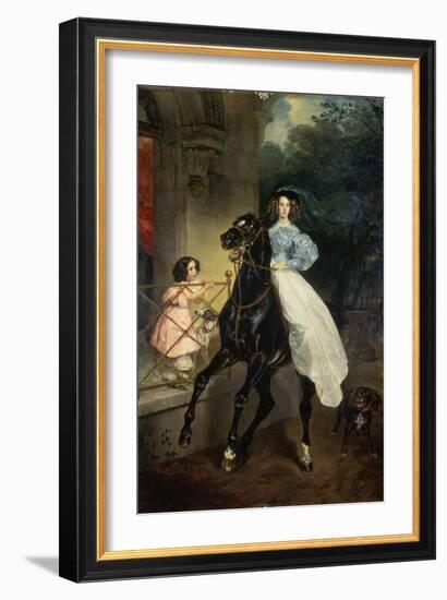 Horsewoman, Portrait of Giovanina and Amazillia Pacini, 1832-Karl Briullov-Framed Giclee Print