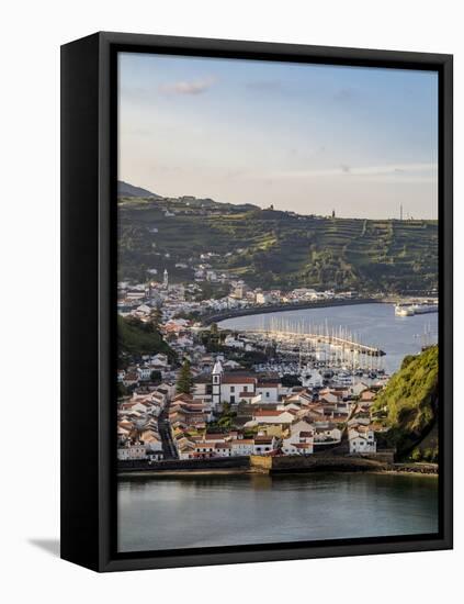 Horta seen from Monte da Guia, elevated view, Faial Island, Azores, Portugal, Atlantic, Europe-Karol Kozlowski-Framed Premier Image Canvas