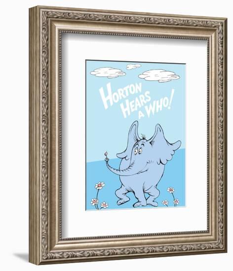 Horton Hears a Who (on blue)-Theodor (Dr. Seuss) Geisel-Framed Art Print