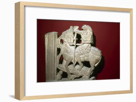 Horus on a Horse spears a Crocodile, Egyptian Sandstone, 5th century-Unknown-Framed Giclee Print