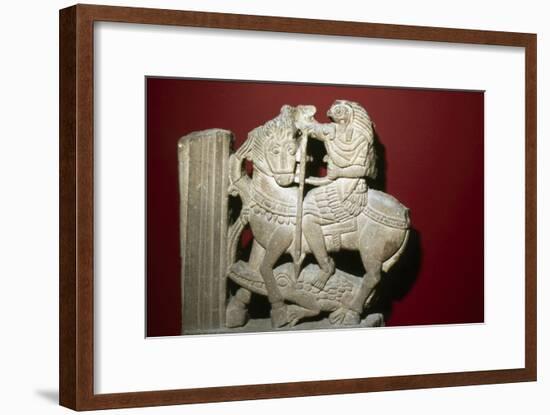 Horus on a Horse spears a Crocodile, Egyptian Sandstone, 5th century-Unknown-Framed Giclee Print