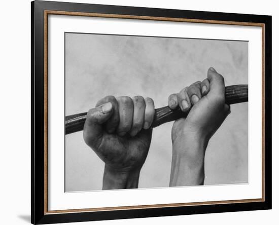 Hose Was Twisted over and over to Toughen Hands For Preparations For Life-Loomis Dean-Framed Photographic Print