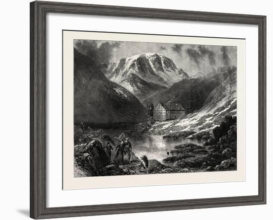 Hospice of the Great, St. Bernard, Switzerland, 19th Century-null-Framed Giclee Print