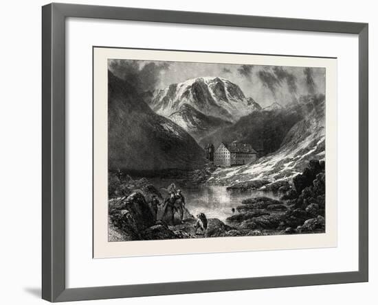 Hospice of the Great, St. Bernard, Switzerland, 19th Century-null-Framed Giclee Print