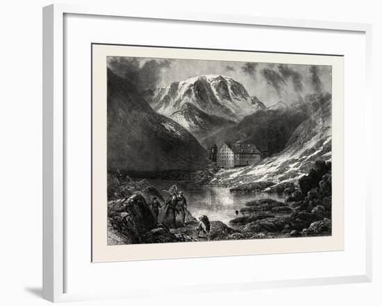 Hospice of the Great, St. Bernard, Switzerland, 19th Century-null-Framed Giclee Print