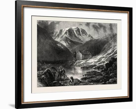 Hospice of the Great, St. Bernard, Switzerland, 19th Century-null-Framed Giclee Print