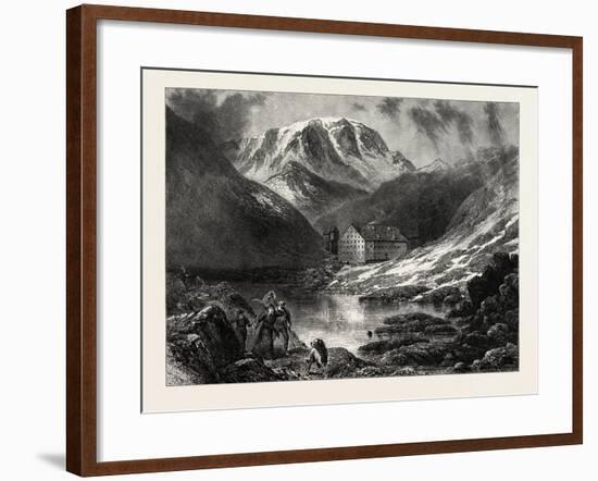 Hospice of the Great, St. Bernard, Switzerland, 19th Century-null-Framed Giclee Print