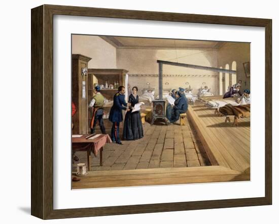 Hospital at Scutari, Detail of Florence Nightingale on the Ward, from "The Seat of War in the East"-William Simpson-Framed Giclee Print