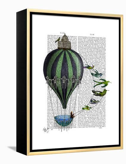 Hot Air Balloon and Birds-Fab Funky-Framed Stretched Canvas