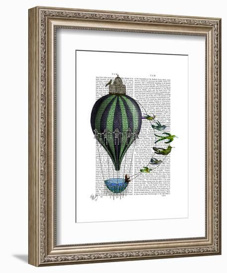 Hot Air Balloon and Birds-Fab Funky-Framed Art Print