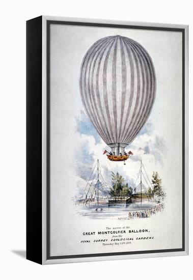 Hot Air Balloon Ascending over Surrey Zoological Gardens, Southwark, London, 1838-H Harrison-Framed Premier Image Canvas