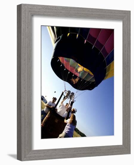 Hot Air Balloon Being Prepared for Lift Off. Hudson Valley, New York, New York, USA-Paul Sutton-Framed Photographic Print