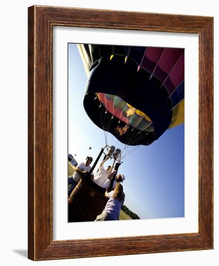 Hot Air Balloon Being Prepared for Lift Off. Hudson Valley, New York, New York, USA-Paul Sutton-Framed Photographic Print