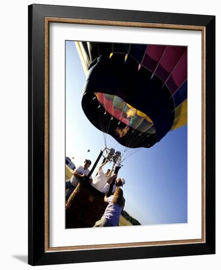 Hot Air Balloon Being Prepared for Lift Off. Hudson Valley, New York, New York, USA-Paul Sutton-Framed Photographic Print