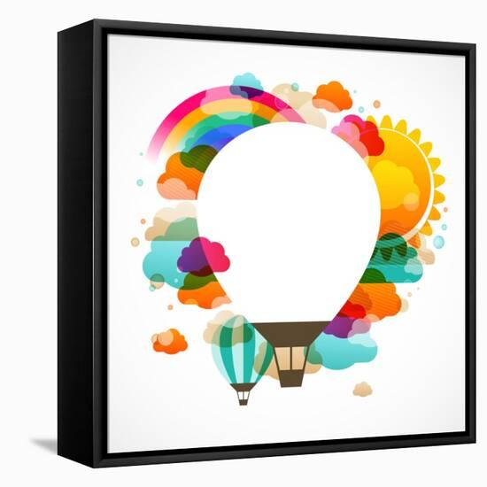 Hot Air Balloon, Colorful Abstract Vector Background-Marish-Framed Stretched Canvas