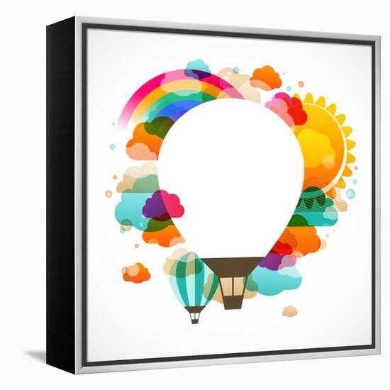 Hot Air Balloon, Colorful Abstract Vector Background-Marish-Framed Stretched Canvas