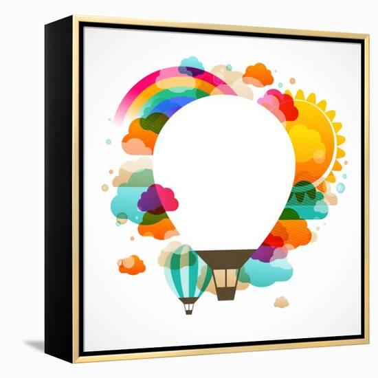 Hot Air Balloon, Colorful Abstract Vector Background-Marish-Framed Stretched Canvas