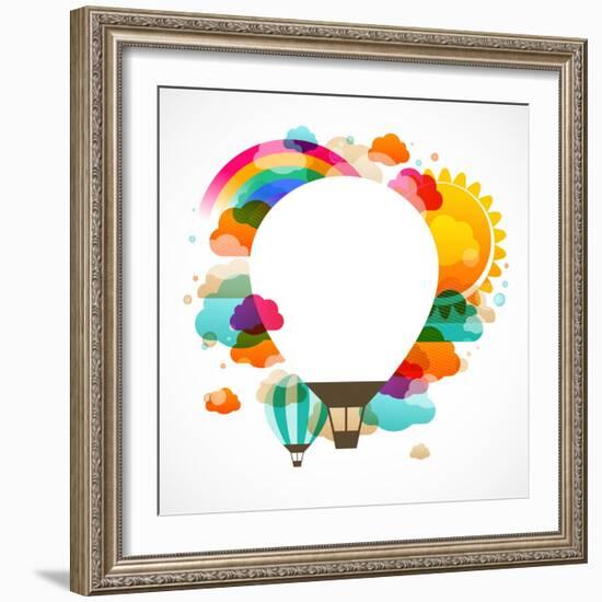 Hot Air Balloon, Colorful Abstract Vector Background-Marish-Framed Art Print