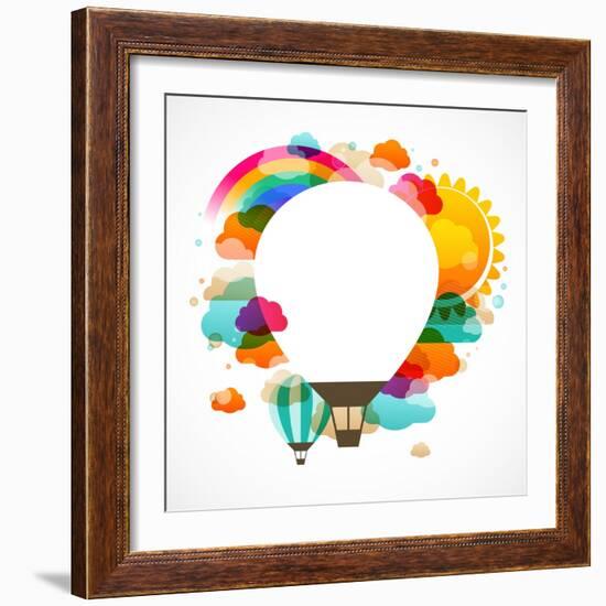 Hot Air Balloon, Colorful Abstract Vector Background-Marish-Framed Art Print