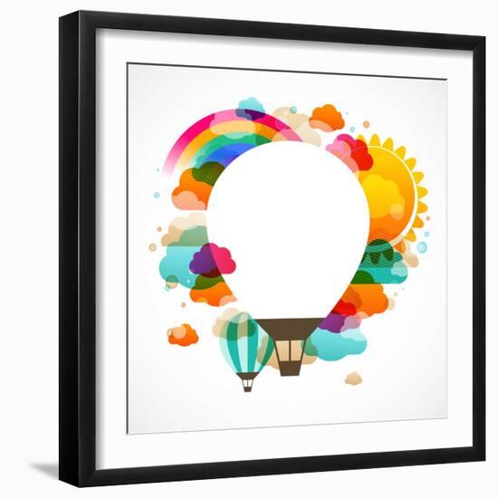 Hot Air Balloon, Colorful Abstract Vector Background-Marish-Framed Art Print