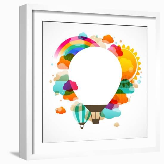 Hot Air Balloon, Colorful Abstract Vector Background-Marish-Framed Art Print