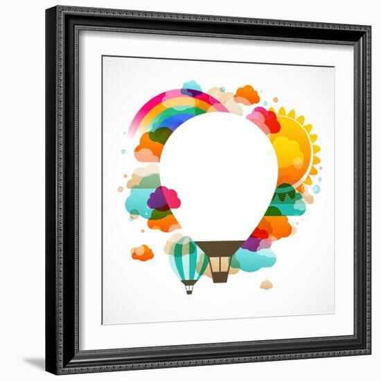 Hot Air Balloon, Colorful Abstract Vector Background-Marish-Framed Art Print