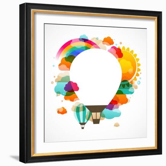 Hot Air Balloon, Colorful Abstract Vector Background-Marish-Framed Art Print