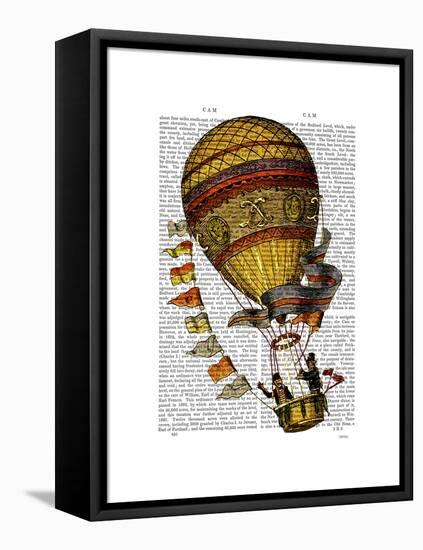 Hot Air Balloon Gold with Flags-Fab Funky-Framed Stretched Canvas