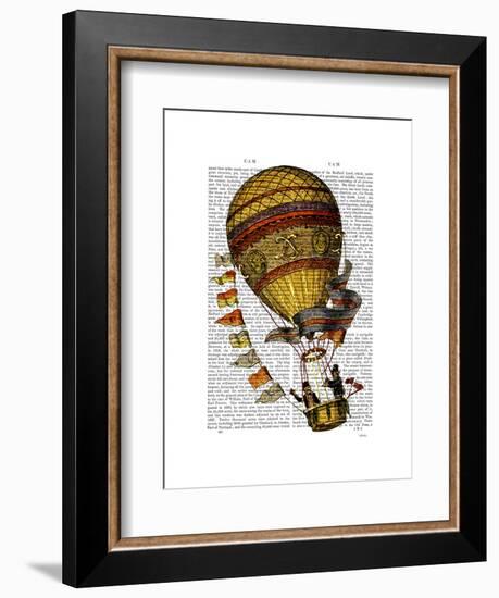 Hot Air Balloon Gold with Flags-Fab Funky-Framed Art Print