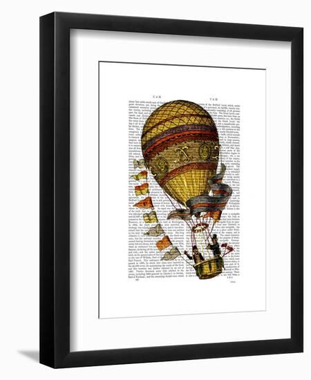 Hot Air Balloon Gold with Flags-Fab Funky-Framed Art Print