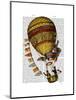 Hot Air Balloon Gold with Flags-Fab Funky-Mounted Art Print