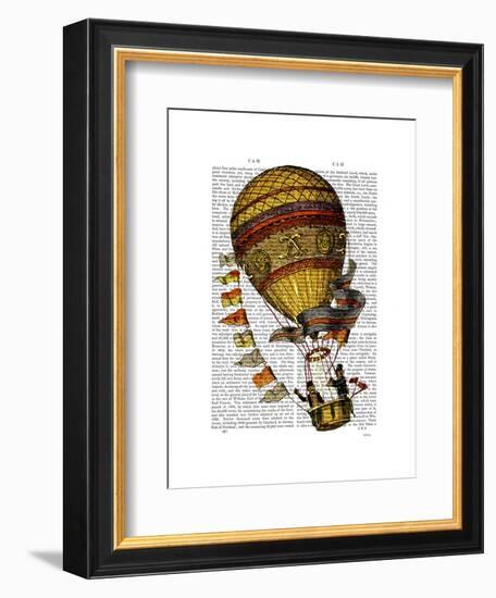 Hot Air Balloon Gold with Flags-Fab Funky-Framed Art Print