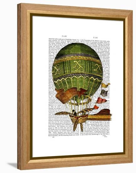 Hot Air Balloon Green-Fab Funky-Framed Stretched Canvas