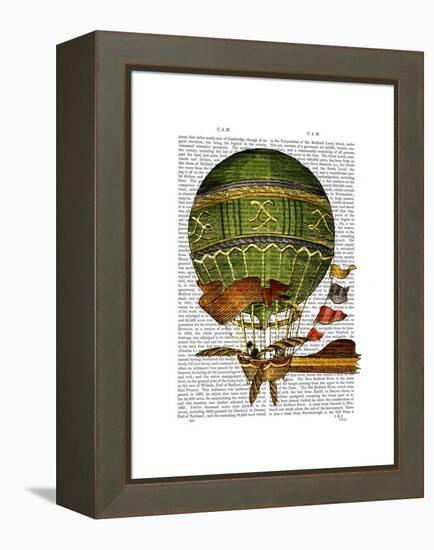 Hot Air Balloon Green-Fab Funky-Framed Stretched Canvas