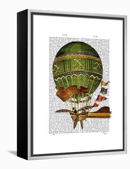 Hot Air Balloon Green-Fab Funky-Framed Stretched Canvas